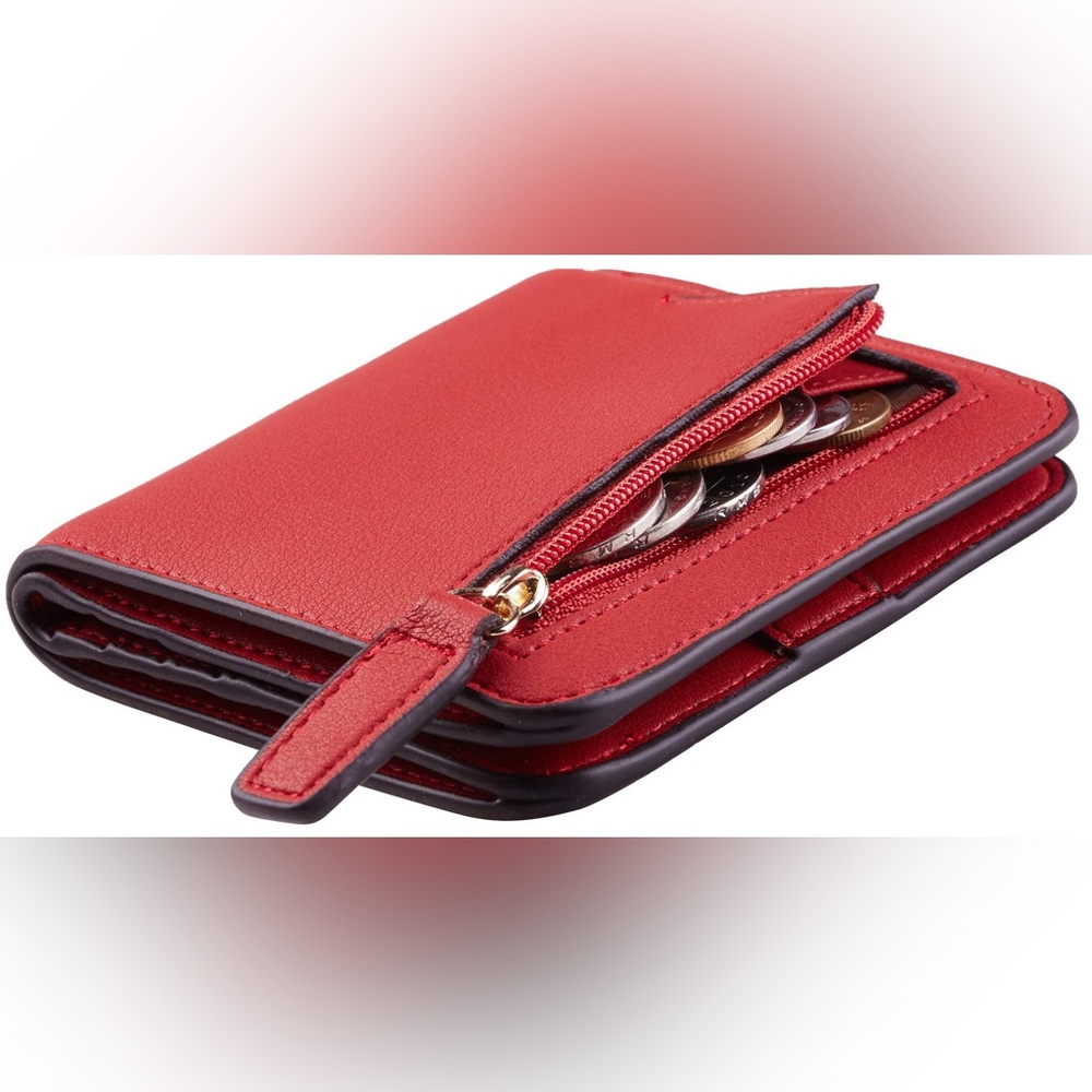Red Womens RFID Blocking Card Case Wallet.